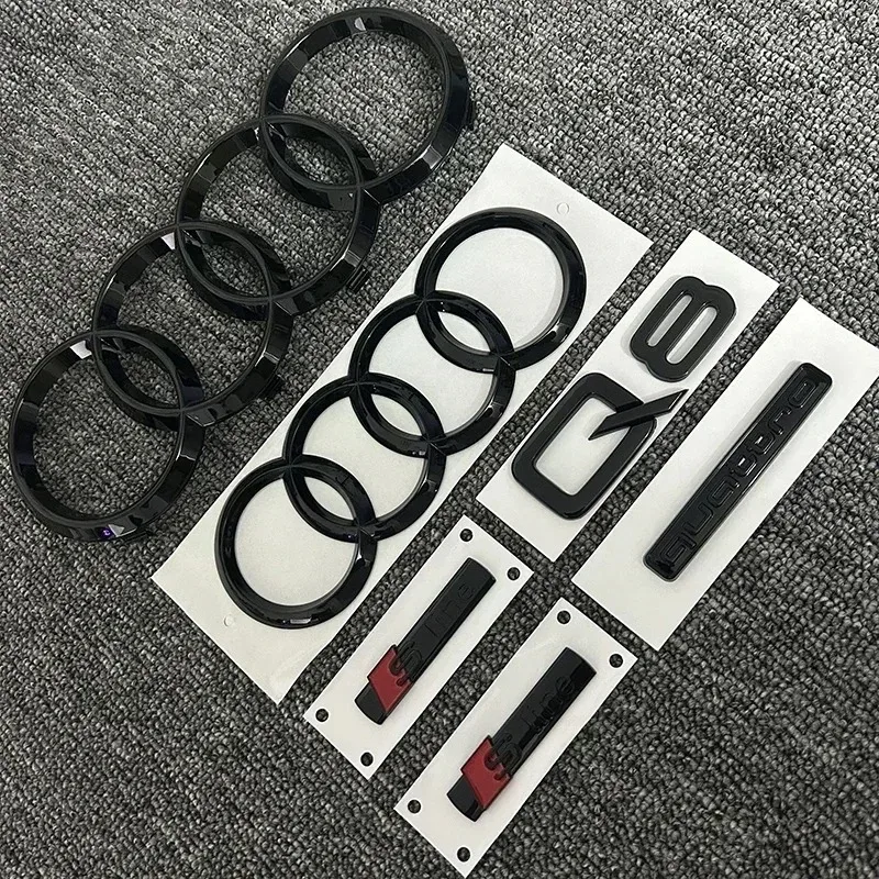 AUDI Q8 2018-2024 4Ring logo ABS Black Car Hood Front Grill Emblem Rear Trunk Badge Sticker Q8 Quarrto Sline Sticker Accessories
AUDI Q8 2018-2024 4Ring logo ABS Black Car Hood Front Grill Emblem Rear Trunk Badge Sticker Q8 Quarrto Sline Sticker Accessories