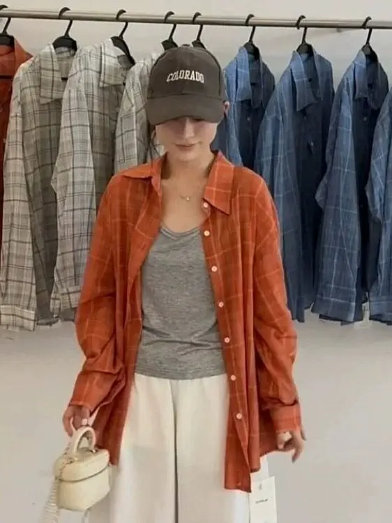 Retro Korean Orange Plaid Sun Protection Shirt Women's Summer New Style High Sensation Casual Top Open Cardigan Loose Fit
Retro Korean Orange Plaid Sun Protection Shirt Women's Summer New Style High Sensation Casual Top Open Cardigan Loose Fit