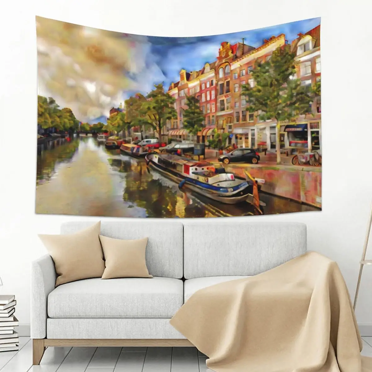 Amsterdam Canal in Netherlands Tapestry 
Amsterdam Canal in Netherlands Tapestry