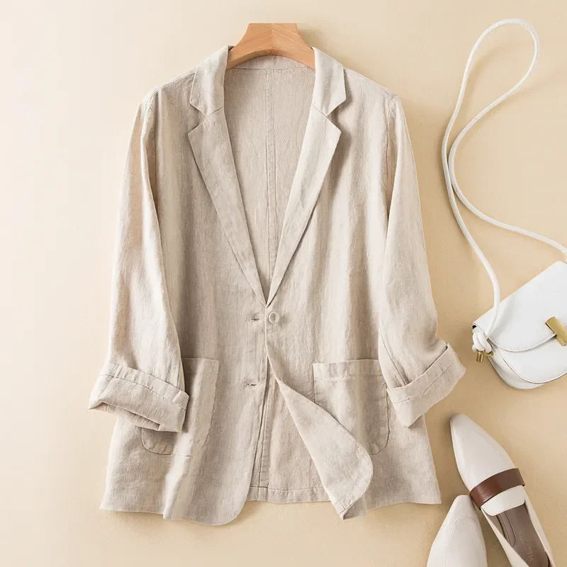 Women Cotton Linen Small Suit Jacket Loose Casual Long Sleeved Coat Solid Color Commuting Casual Outwear New Breathable Overcoat
Women Cotton Linen Small Suit Jacket Loose Casual Long Sleeved Coat Solid Color Commuting Casual Outwear New Breathable Overcoat