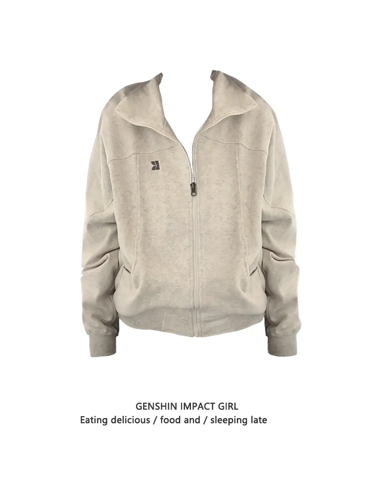 Fashionable Zipper Stand Collar Open Cardigan Sweatshirt Loose Slimming Casual Versatile Autumn Winter Outerwear Top
Fashionable Zipper Stand Collar Open Cardigan Sweatshirt Loose Slimming Casual Versatile Autumn Winter Outerwear Top