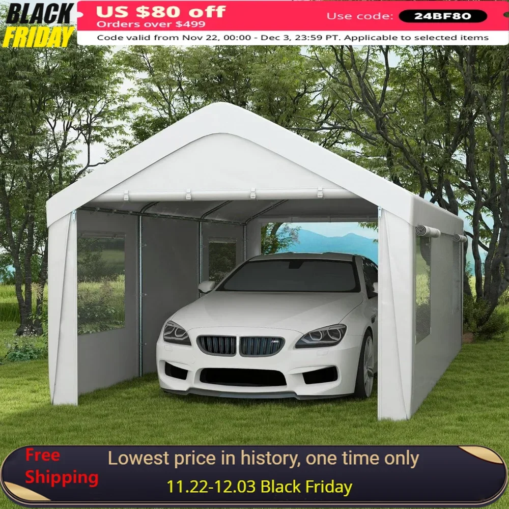 10'x20' Carport Garage with 2 Roll-up Doors & 4 Ventilated Windows for Car, Truck, Boat, Garden Tools, Heavy Duty Carport Garage
10'x20' Carport Garage with 2 Roll-up Doors & 4 Ventilated Windows for Car, Truck, Boat, Garden Tools, Heavy Duty Carport Garage