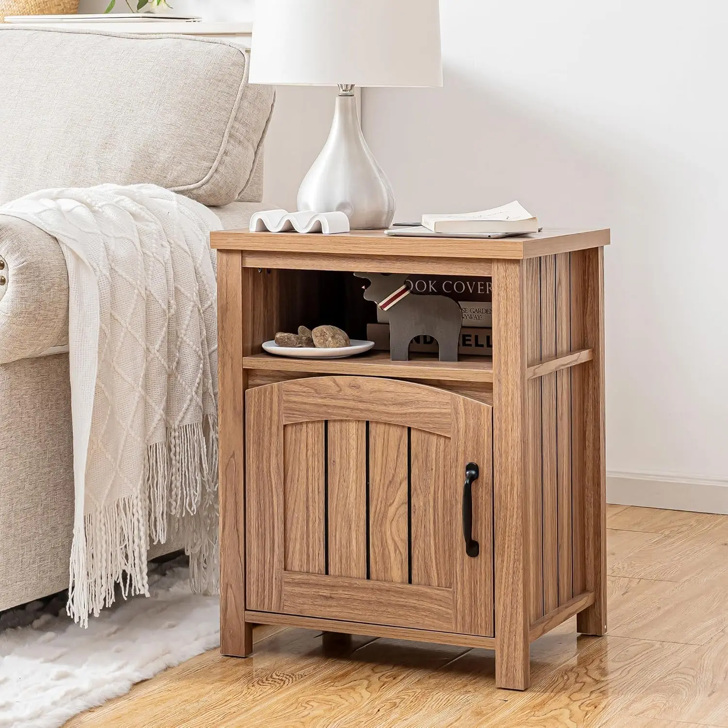 Farmhouse Nightstand with Charging Station, 18" End Table with Adjustable Storage Shelf, Rustic Wood Sofa Side, Customized
Farmhouse Nightstand with Charging Station, 18" End Table with Adjustable Storage Shelf, Rustic Wood Sofa Side, Customized