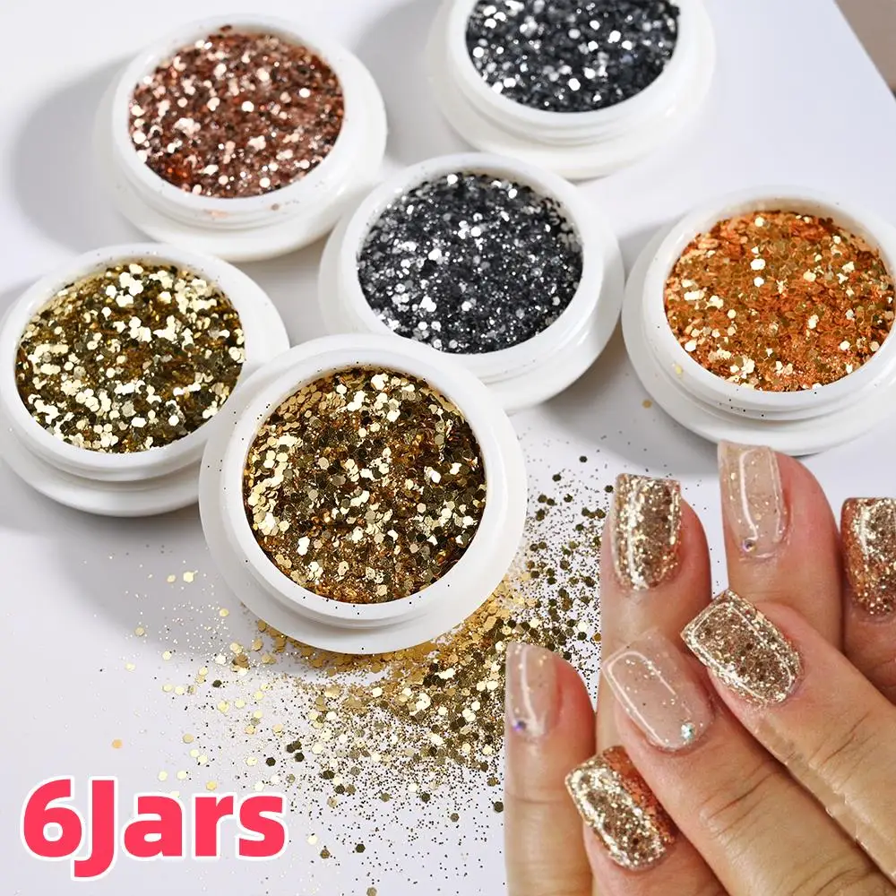 6Jars Laser Gold&Silver Nail Glitter Sequins Pigment Holographic Chrome Rubbing Dust Mixed Hexagon DIYManicure Decoration Flakes
6Jars Laser Gold&Silver Nail Glitter Sequins Pigment Holographic Chrome Rubbing Dust Mixed Hexagon DIYManicure Decoration Flakes