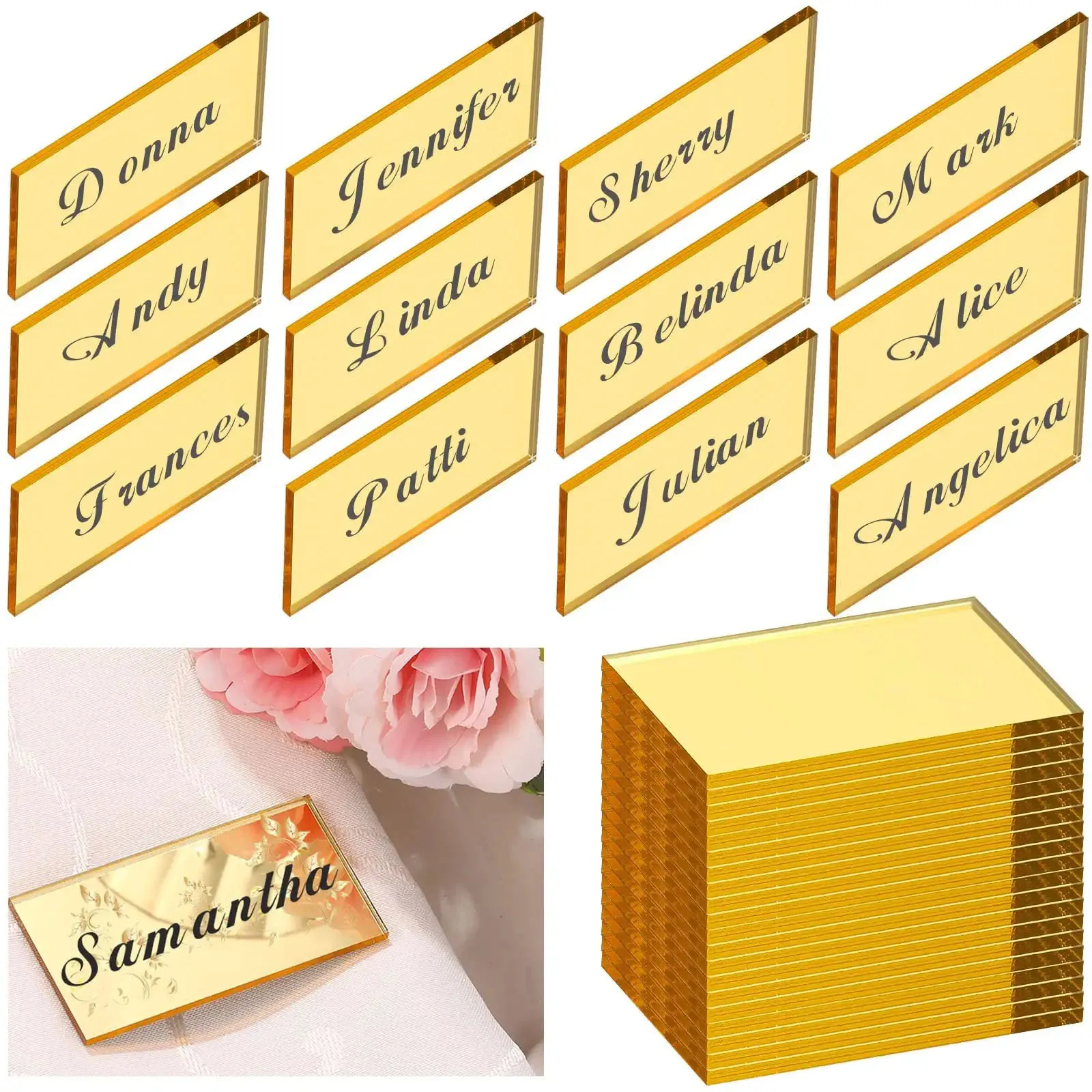 Gold Acrylic Place Cards Blank Mirror Plates Display Acrylic Rectangle Sign DIY Acrylic Name Plate Table Seating Number Card
Gold Acrylic Place Cards Blank Mirror Plates Display Acrylic Rectangle Sign DIY Acrylic Name Plate Table Seating Number Card