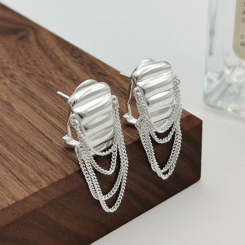 GXGlint S925 Sterling Silver Unique Design Chain Tassel Stud Earrings Women Anniversary Gift Designer Earrings
GXGlint S925 Sterling Silver Unique Design Chain Tassel Stud Earrings Women Anniversary Gift Designer Earrings