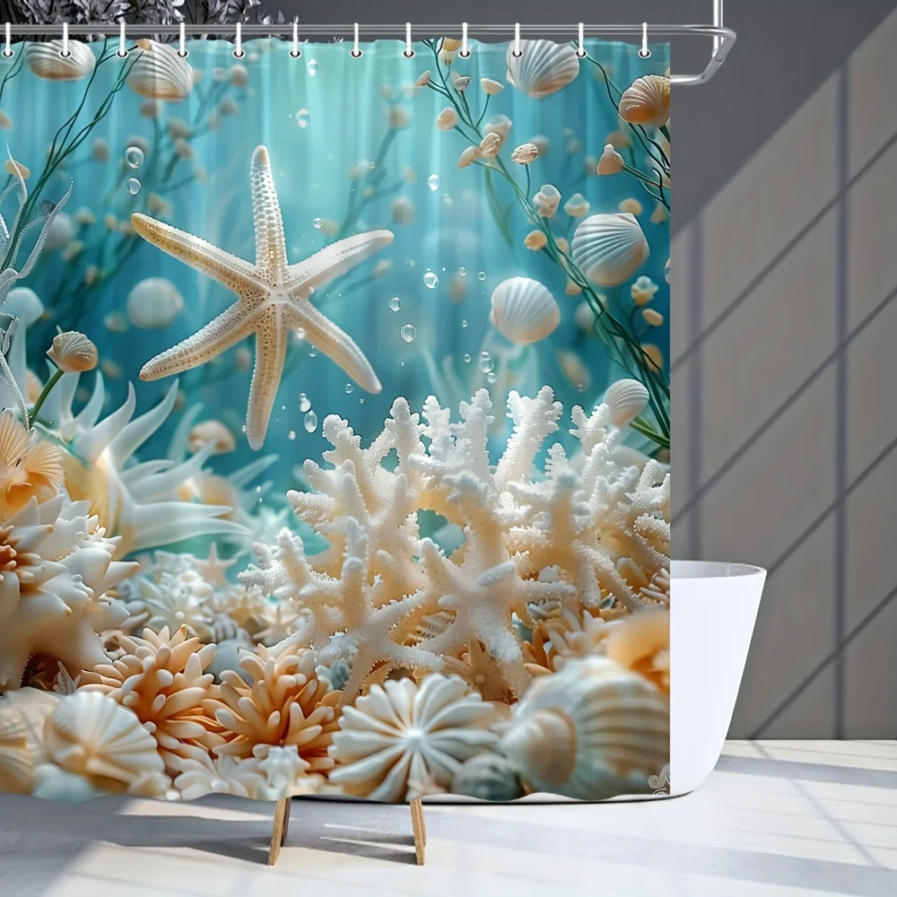 Starfish Shower Curtain Undersea World Fish Coral Shell Underwater Ocean Nature Bathroom Decor with Hooks
Starfish Shower Curtain Undersea World Fish Coral Shell Underwater Ocean Nature Bathroom Decor with Hooks
