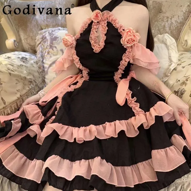 Sweet Girls Lolita Halter Dress Women's Summer Dress Women's High Waist Slim-Fit Off-Shoulder Elegant Sweet Birthday Party Dress
Sweet Girls Lolita Halter Dress Women's Summer Dress Women's High Waist Slim-Fit Off-Shoulder Elegant Sweet Birthday Party Dress