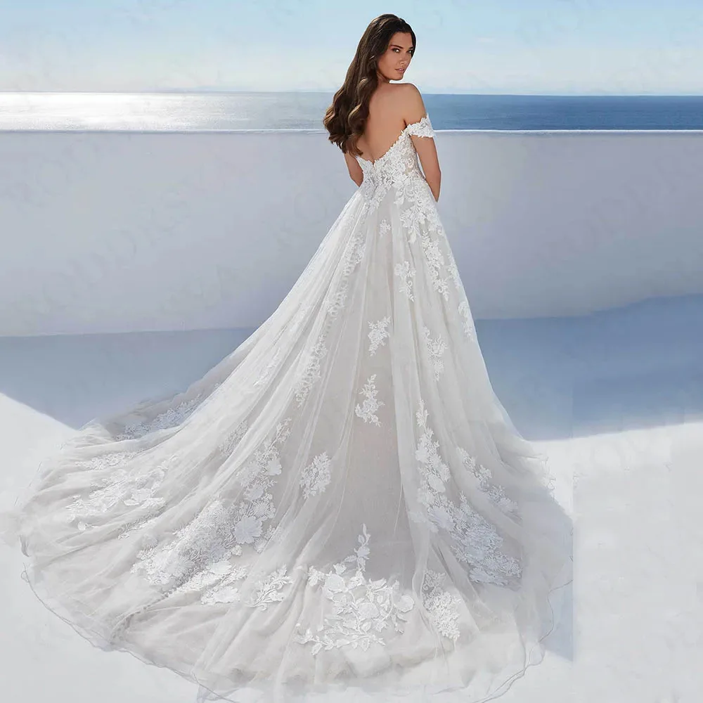 New Evening Dress Bridal Women's off-Shoulder Lace Luxury Wedding Small Tail Long
New Evening Dress Bridal Women's off-Shoulder Lace Luxury Wedding Small Tail Long