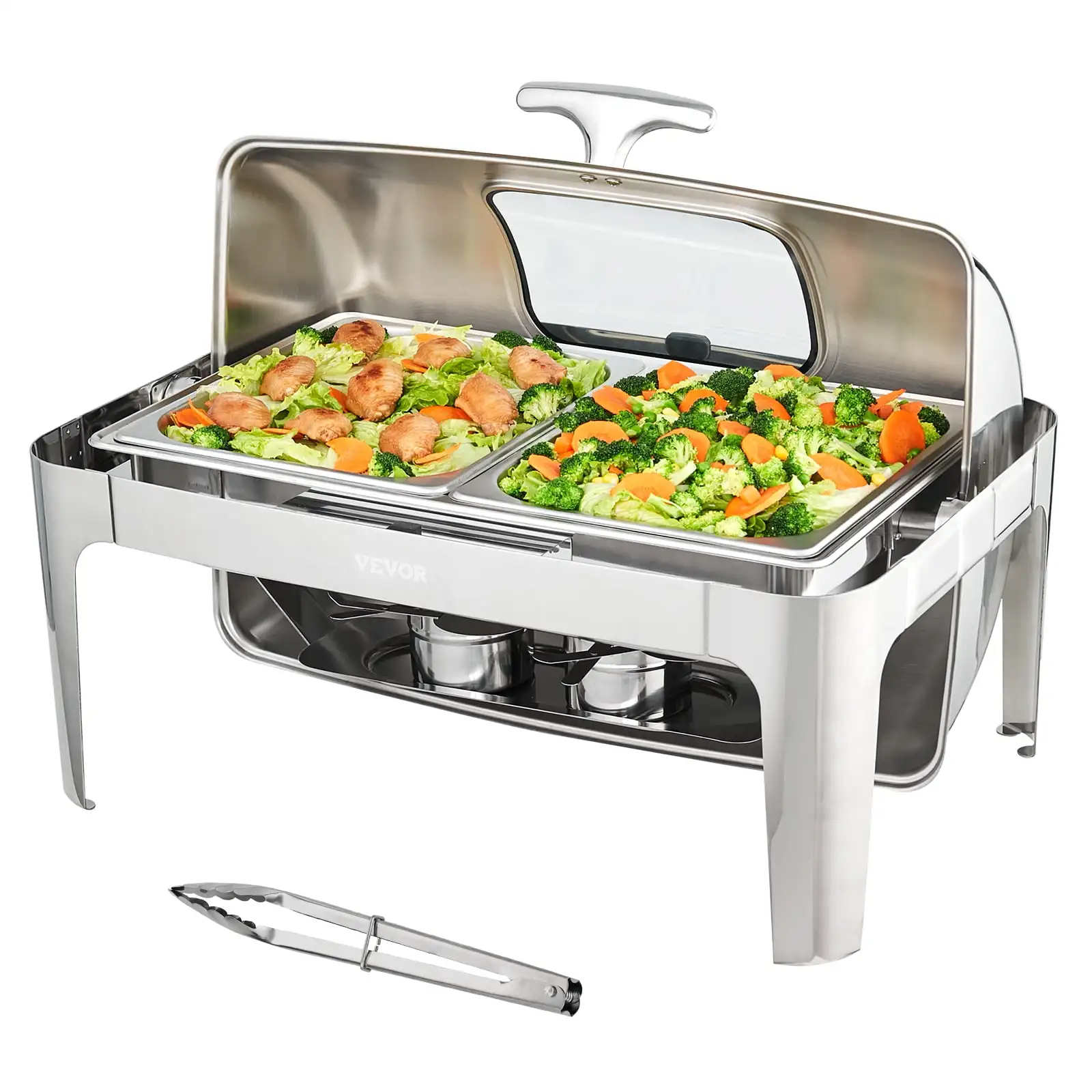 Rectangle Roll Top Chafing Dish Buffet Set with 9Qt Pan Visual Glass Lid Fuel Holder
Rectangle Roll Top Chafing Dish Buffet Set with 9Qt Pan Visual Glass Lid Fuel Holder