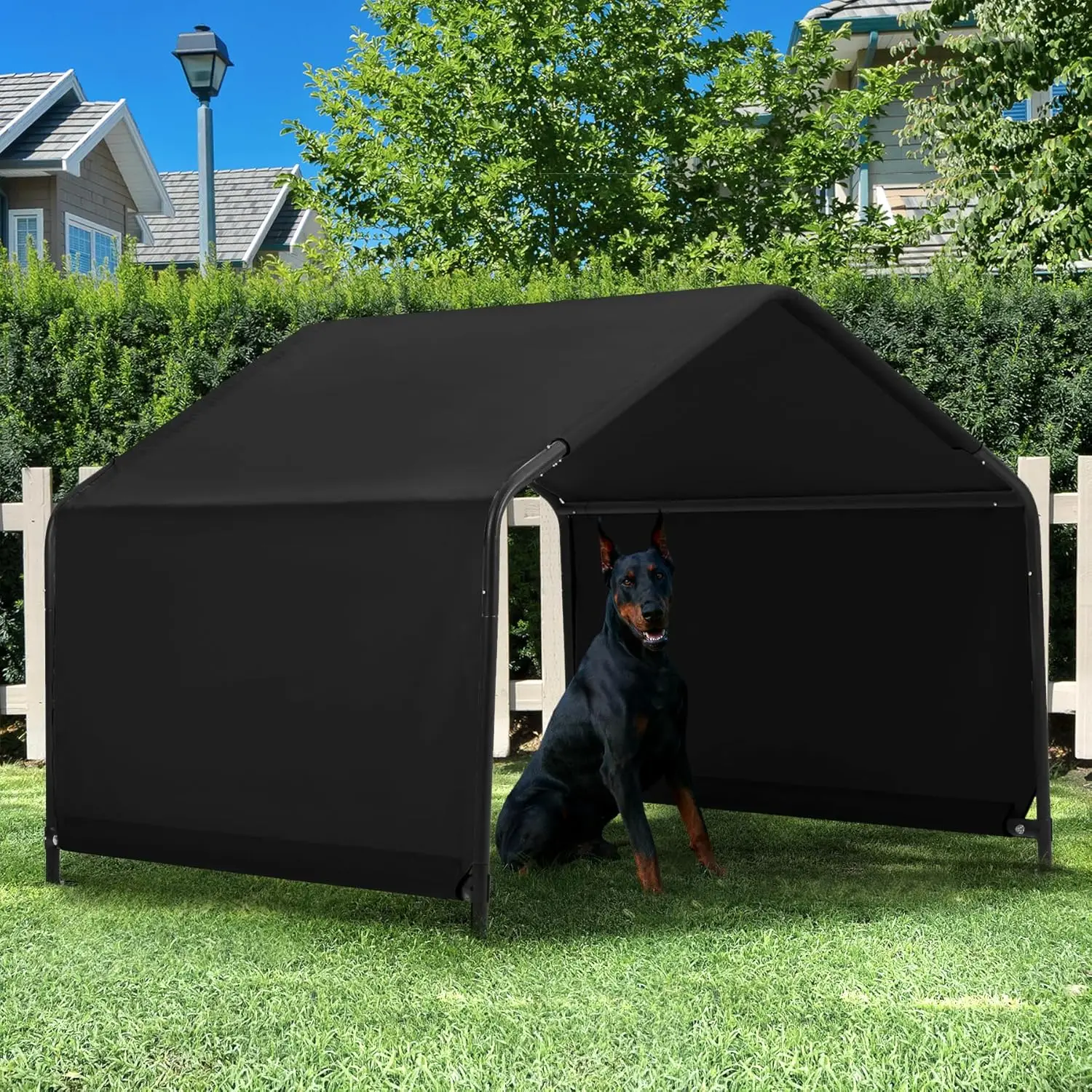 Outdoor Pet Shelter Tent for Large Dogs, Waterproof Sun Rain Canopy with Ground Stakes, Black
Outdoor Pet Shelter Tent for Large Dogs, Waterproof Sun Rain Canopy with Ground Stakes, Black