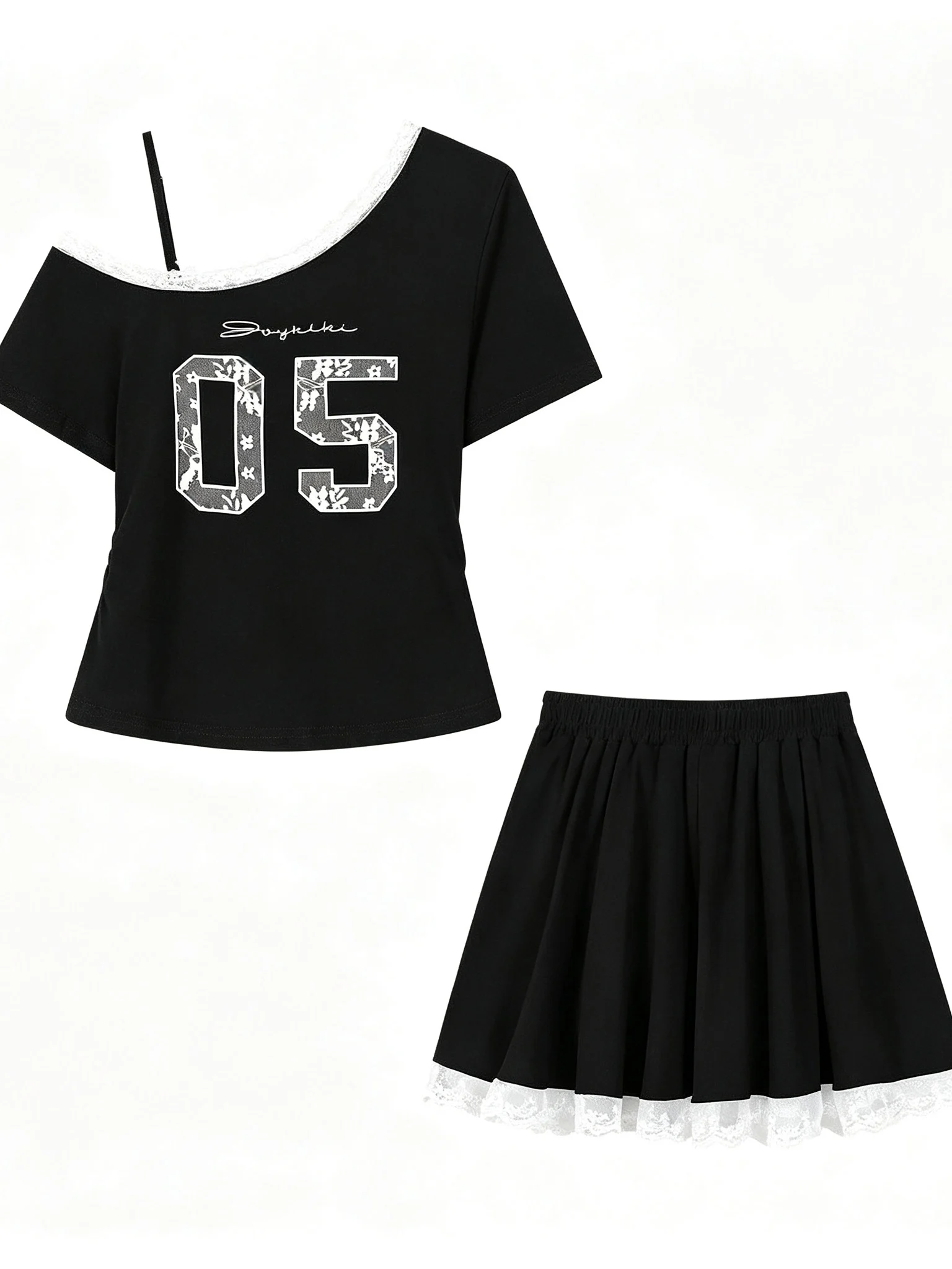 Slimming Short Skirt Two-Piece Set Shoulder Baring Casual Summer Fashion Women's Complete Outfit High Waist Loose Fit Regular...
Slimming Short Skirt Two-Piece Set Shoulder Baring Casual Summer Fashion Women's Complete Outfit High Waist Loose Fit Regular...