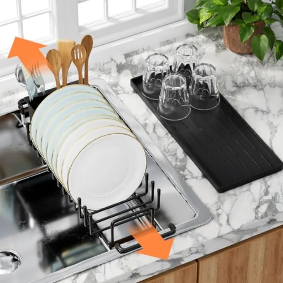 Expandable Small Dish Drying Rack Stainless Steels Over Sink Dish Drainer with Silicone Drying Tray Dish Racks for Kitchen Coun
Expandable Small Dish Drying Rack Stainless Steels Over Sink Dish Drainer with Silicone Drying Tray Dish Racks for Kitchen Coun