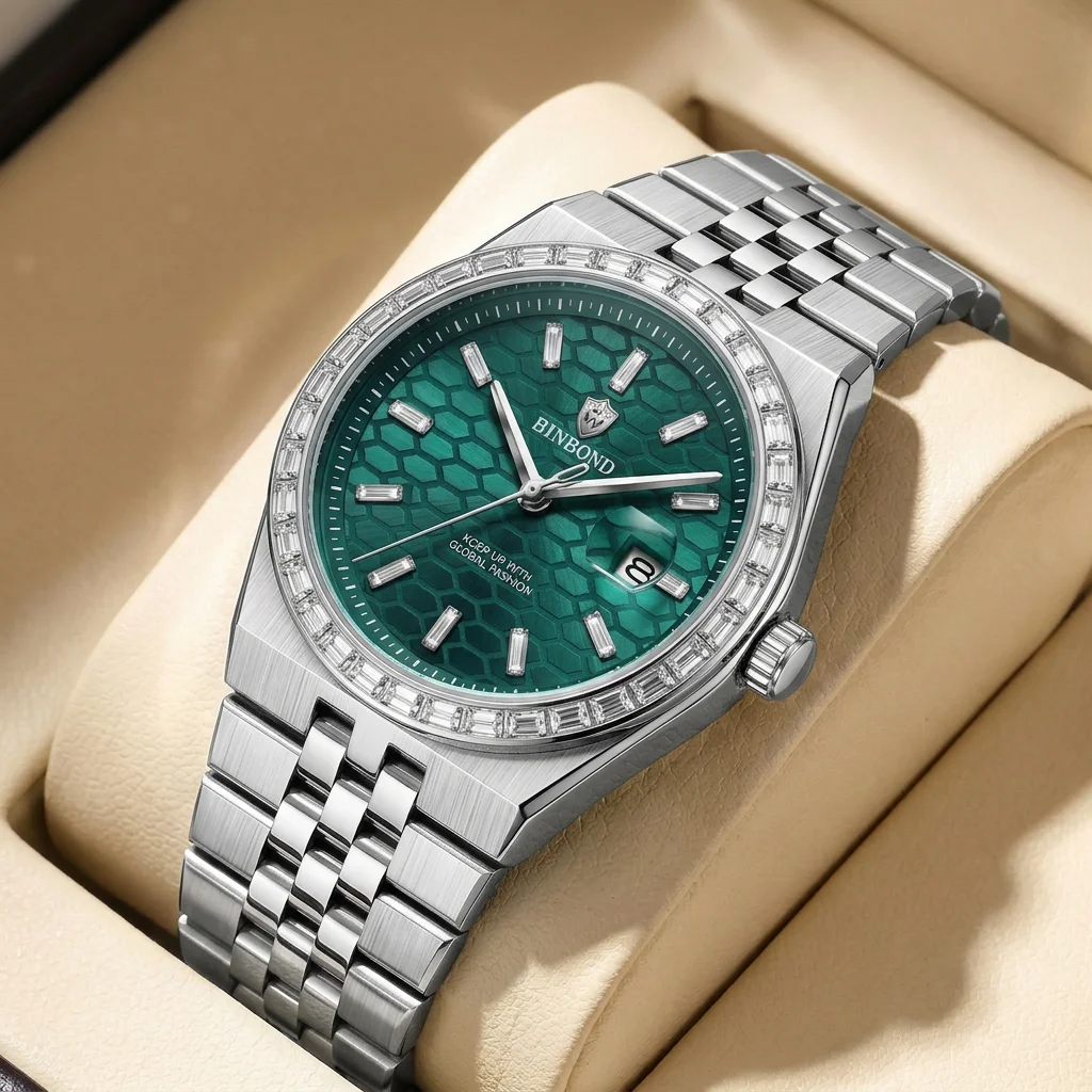 1pcs Fashion Wristwatch Green Honeycomb Dial Silver Metal Strap Shiny Bezel Date Display Elegant Casual Daily Wear Trend
1pcs Fashion Wristwatch Green Honeycomb Dial Silver Metal Strap Shiny Bezel Date Display Elegant Casual Daily Wear Trend