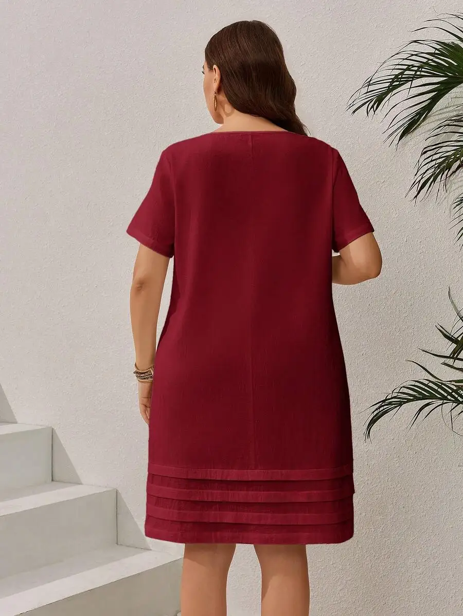 Plus Size Solid Color Short Sleeve Casual Vacation Dress For Women Summer Tropical Outfit
Plus Size Solid Color Short Sleeve Casual Vacation Dress For Women Summer Tropical Outfit