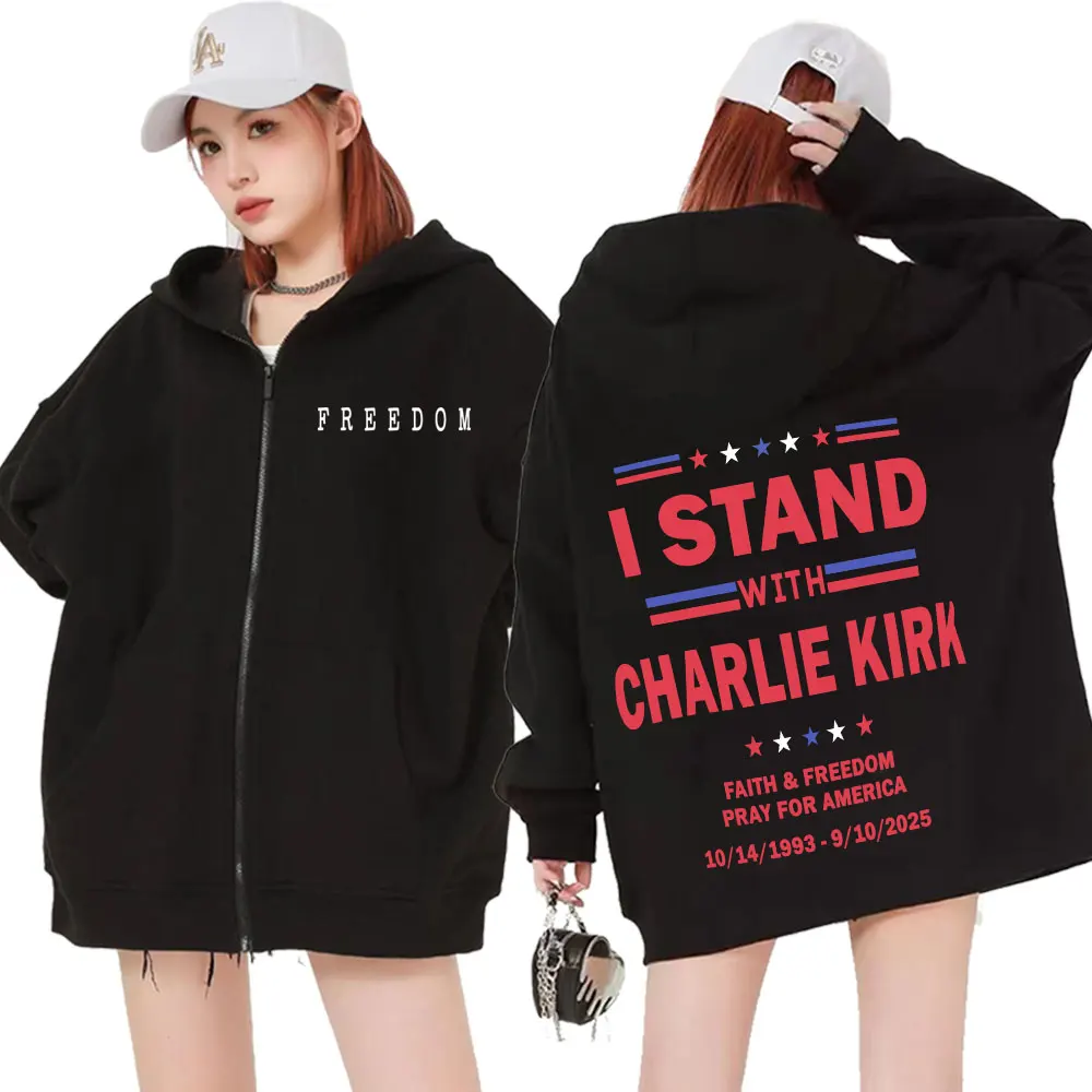 Подставка с Чарли Кирк и отдыхом в мире. Charlie Kirk Print 2022, осень/зима, 100% чистый хлопок, повседневная свободная толстовка на молнии
Подставка с Чарли Кирк и отдыхом в мире. Charlie Kirk Print 2022, осень/зима, 100% чистый хлопок, повседневная свободная толстовка на молнии