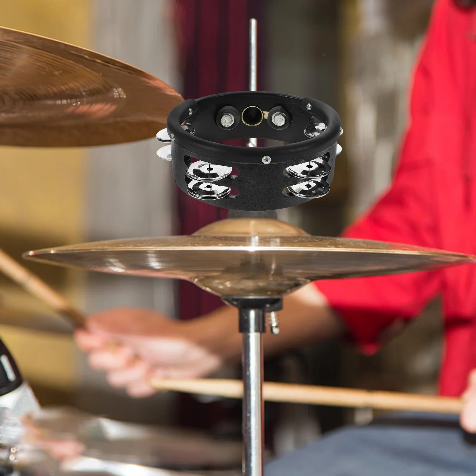 Drum Set Tambourine Accessory - Clamp-on Hi-Hat Mounted Tambourine with Bright Jingle Sound Suitable for Rock Jazz Multi-Genre
Drum Set Tambourine Accessory - Clamp-on Hi-Hat Mounted Tambourine with Bright Jingle Sound Suitable for Rock Jazz Multi-Genre