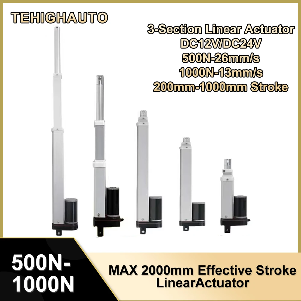 Multi sectionTelescopic 12V/24V linear actuator 2000mm 1300mm 1000N linear actuator electric fast long stroke with end switch
Multi sectionTelescopic 12V/24V linear actuator 2000mm 1300mm 1000N linear actuator electric fast long stroke with end switch 