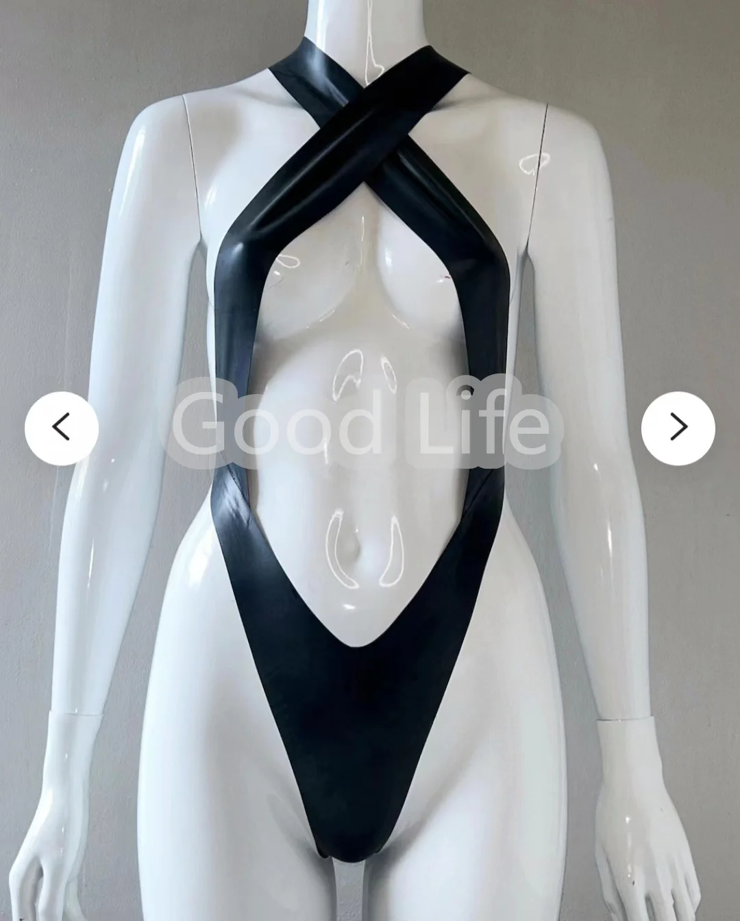Latex Woman Criss Cross Adjustable Strap One Piece Bodysuit with Open Stomach and Back Custom Made
Latex Woman Criss Cross Adjustable Strap One Piece Bodysuit with Open Stomach and Back Custom Made