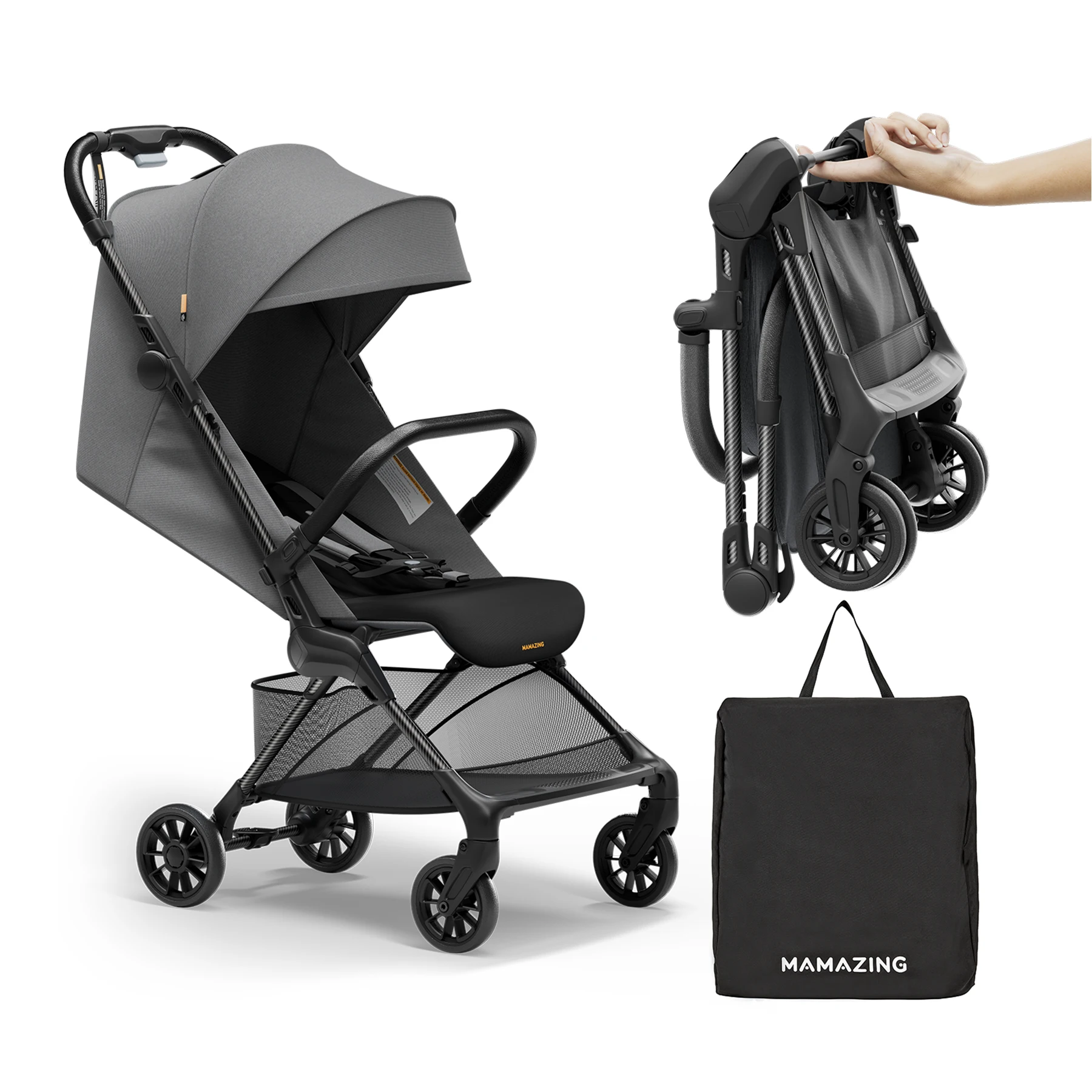 Ultra-Lightweight Travel Stroller - 9.9lbs Carbon Fiber Frame, UPF50+ Canopy & 5-Point Safety Belt(MAMAZING Ultra Air X, Black)
Ultra-Lightweight Travel Stroller - 9.9lbs Carbon Fiber Frame, UPF50+ Canopy & 5-Point Safety Belt(MAMAZING Ultra Air X, Black)