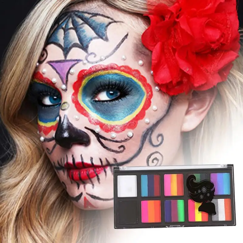 10 Colors Face Body Painting Oil Palette Stage Special Makeup Washable Waterproof Vampire Skeleton Halloween Painting With Brush
10 Colors Face Body Painting Oil Palette Stage Special Makeup Washable Waterproof Vampire Skeleton Halloween Painting With Brush