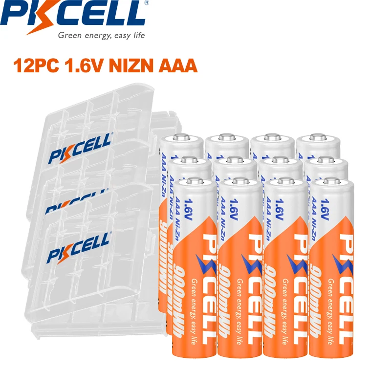 12PC PKCELL AAA batteries NIZN 900mWh 1.6V Ni-Zn Rechargeable AAA Battery And 3PC Battery Box For Remote control Toys Camera
12PC PKCELL AAA batteries NIZN 900mWh 1.6V Ni-Zn Rechargeable AAA Battery And 3PC Battery Box For Remote control Toys Camera