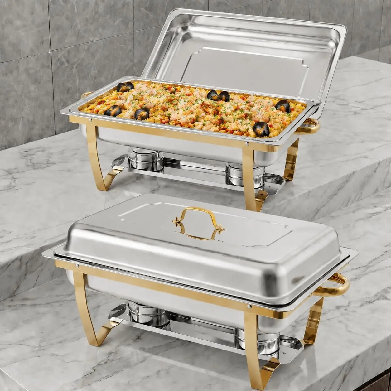 Chafing Dishes for Buffet 2 Pack, 8 Qt Stainless Steel Chafers and Buffet Warmers Sets with Lid, RecServing Food Warmer Catering
Chafing Dishes for Buffet 2 Pack, 8 Qt Stainless Steel Chafers and Buffet Warmers Sets with Lid, RecServing Food Warmer Catering