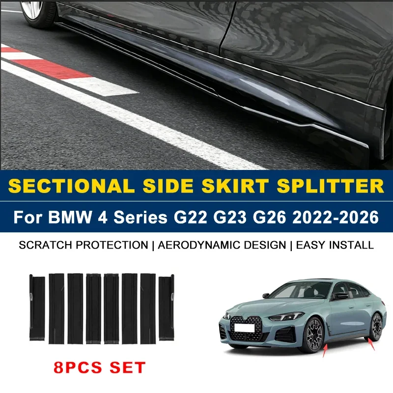2.2m Sectional Side Skirt Extension Lips Side Spoiler, Car Exterior Modified Upgrade Kit For BMW 4 Series G22 G23 G26 2022-2026
2.2m Sectional Side Skirt Extension Lips Side Spoiler, Car Exterior Modified Upgrade Kit For BMW 4 Series G22 G23 G26 2022-2026