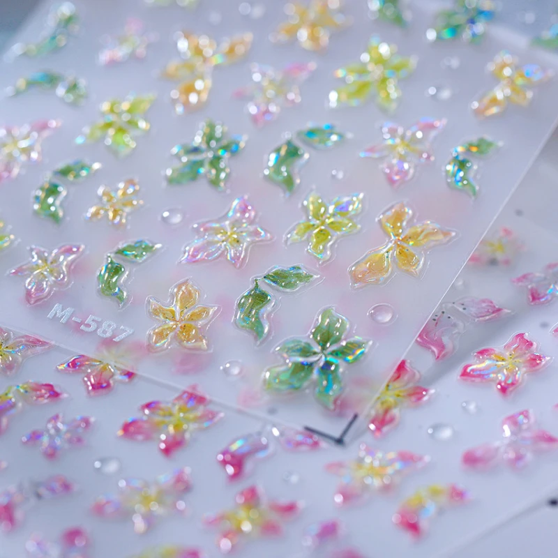 Yellow Green Pink Gradient Polarized Lilies Semi Translucent Jelly 3D Self Adhesive Nail Art Stickers Flowers Manicure Decals
Yellow Green Pink Gradient Polarized Lilies Semi Translucent Jelly 3D Self Adhesive Nail Art Stickers Flowers Manicure Decals