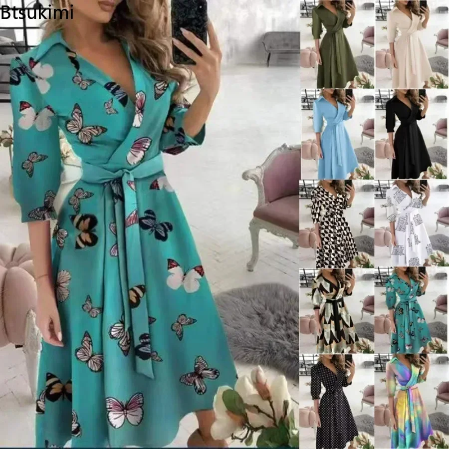 2025 Women's Fashion Three Quarter Print Maxi Dresses Spring Summer New Lapel Deep V Lace-up Dress Ladies Elegant Party Vestidos
2025 Women's Fashion Three Quarter Print Maxi Dresses Spring Summer New Lapel Deep V Lace-up Dress Ladies Elegant Party Vestidos
