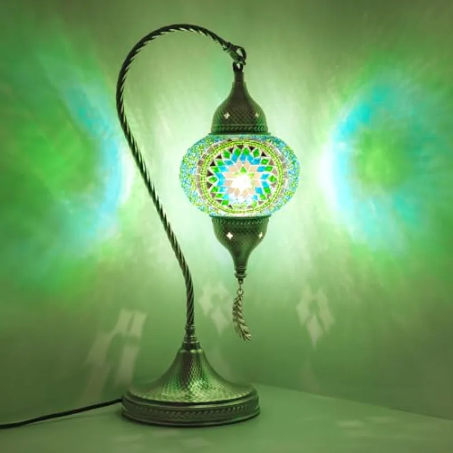 Turkish Moroccan Mosaic Table Lamp - 19" Tiffany Style Bedside Light with Bronze Base, 3 Color Options LED, Handmade Boho Accen
Turkish Moroccan Mosaic Table Lamp - 19" Tiffany Style Bedside Light with Bronze Base, 3 Color Options LED, Handmade Boho Accen