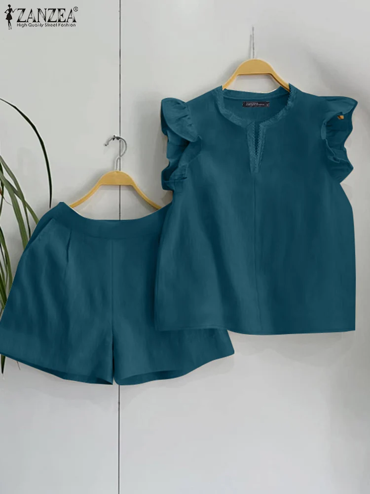 ZANZEA Fashion Women Flying Sleeve Tops Elastic Waist Short Sets Casual Solid Matching Outfits 2025 Summer Korean Two Piece Suit
ZANZEA Fashion Women Flying Sleeve Tops Elastic Waist Short Sets Casual Solid Matching Outfits 2025 Summer Korean Two Piece Suit