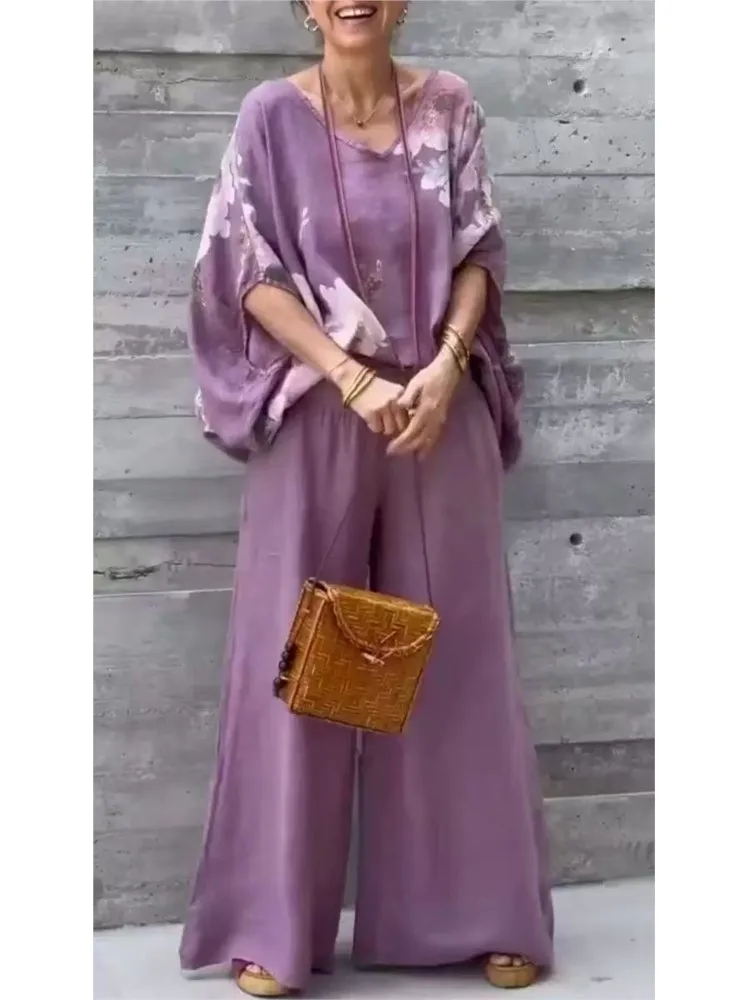 Summer Fashion Loose Printed Two Piece Sets Women Casual V-neck Short Sleeve Top + Wide Leg Pants 2 Piece Office Lady Outfit
Summer Fashion Loose Printed Two Piece Sets Women Casual V-neck Short Sleeve Top + Wide Leg Pants 2 Piece Office Lady Outfit