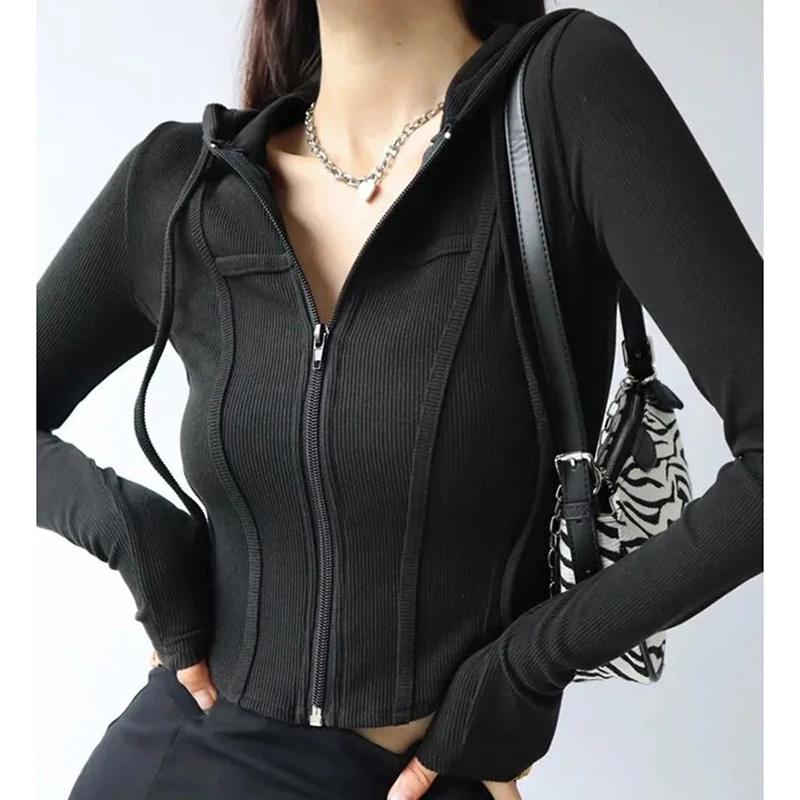 Solid Basic Hooded Thin Cardigan Women Vintage Slim Sporty Long Sleeve Sweatshirt Zipper Jogging Pit Stripe Sexy Cropped Tops
Solid Basic Hooded Thin Cardigan Women Vintage Slim Sporty Long Sleeve Sweatshirt Zipper Jogging Pit Stripe Sexy Cropped Tops