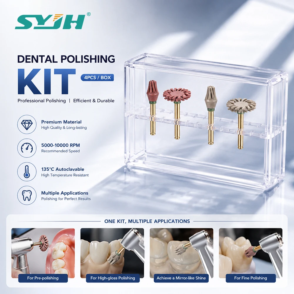 4Pcs Dental Composite Polishing Disc Kit Rotary Wheel Eagle Claw Rubber 135°C Autoclavable Polisher Grinding for Dentistry Tools
4Pcs Dental Composite Polishing Disc Kit Rotary Wheel Eagle Claw Rubber 135°C Autoclavable Polisher Grinding for Dentistry Tools