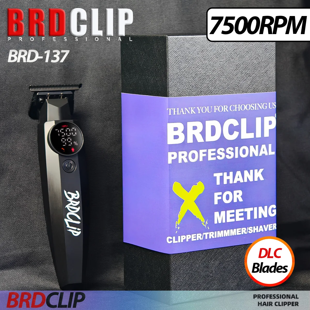 7500 об/мин BRDCLIP BRD-137 Профессиональный триммер для волос Электрическая машинка для стрижки волос DLC Керамическое лезвие Салонный финишер для мужчин Парикмахерская
7500 об/мин BRDCLIP BRD-137 Профессиональный триммер для волос Электрическая машинка для стрижки волос DLC Керамическое лезвие Салонный финишер для мужчин Парикмахерская