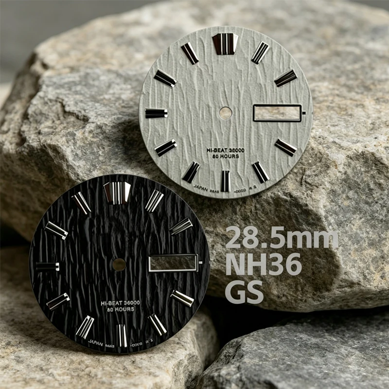 New GS textured dial, 28.5mm without lume, suitable for NH36 movement, suitable for Seiko mechanical watch modification parts
New GS textured dial, 28.5mm without lume, suitable for NH36 movement, suitable for Seiko mechanical watch modification parts