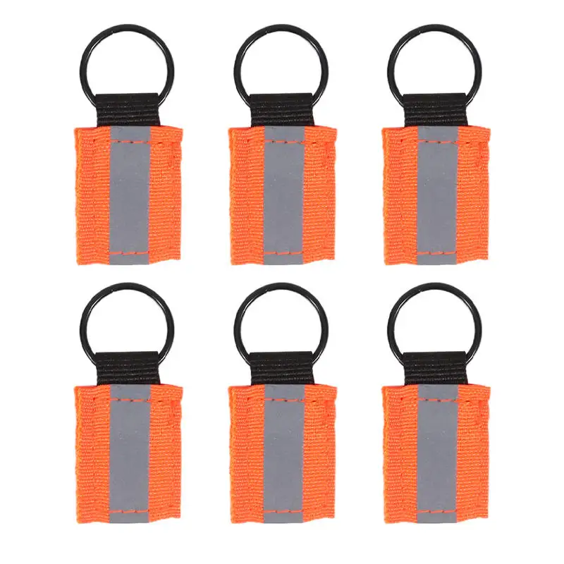 Reflective Keychains 6pcs Reflective Straps Safety Reflector Pendants Key ChainSafety Marker For Night Cycling Bag Pendants