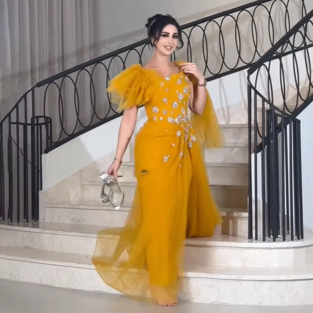 Customized Exquisite Short Sleeve Mermaid Evening Dress Charming Beading Prom Dress Sexy O-neck Ruffles Party Gown فساتين سهرة
Customized Exquisite Short Sleeve Mermaid Evening Dress Charming Beading Prom Dress Sexy O-neck Ruffles Party Gown فساتين سهرة