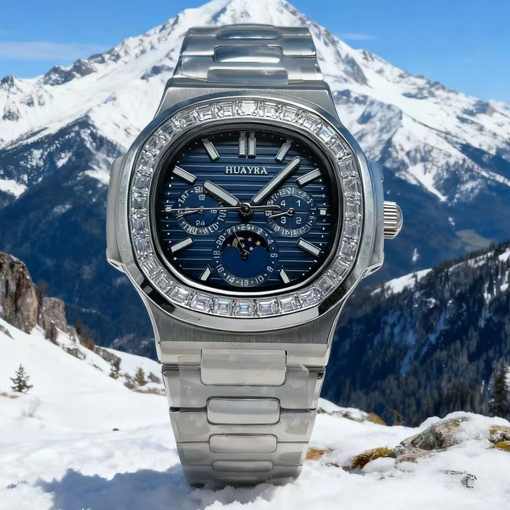 The brand-new 42.5MM silver diamond-encrusted men's automatic watch with a mechanical stainless steel strap is fashionable
The brand-new 42.5MM silver diamond-encrusted men's automatic watch with a mechanical stainless steel strap is fashionable