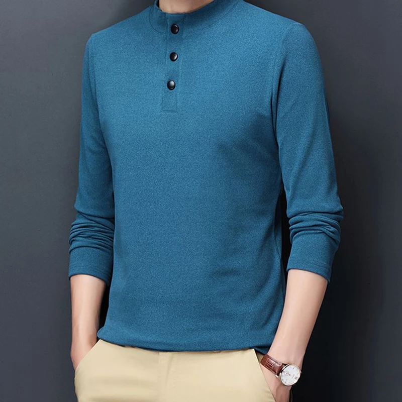 Autumn Winter Male Stand Collar Long Sleeve Add Velvet T-shirt Hombre Casual Fashion All-match Bottoming Top Men Pullover Tee
Autumn Winter Male Stand Collar Long Sleeve Add Velvet T-shirt Hombre Casual Fashion All-match Bottoming Top Men Pullover Tee