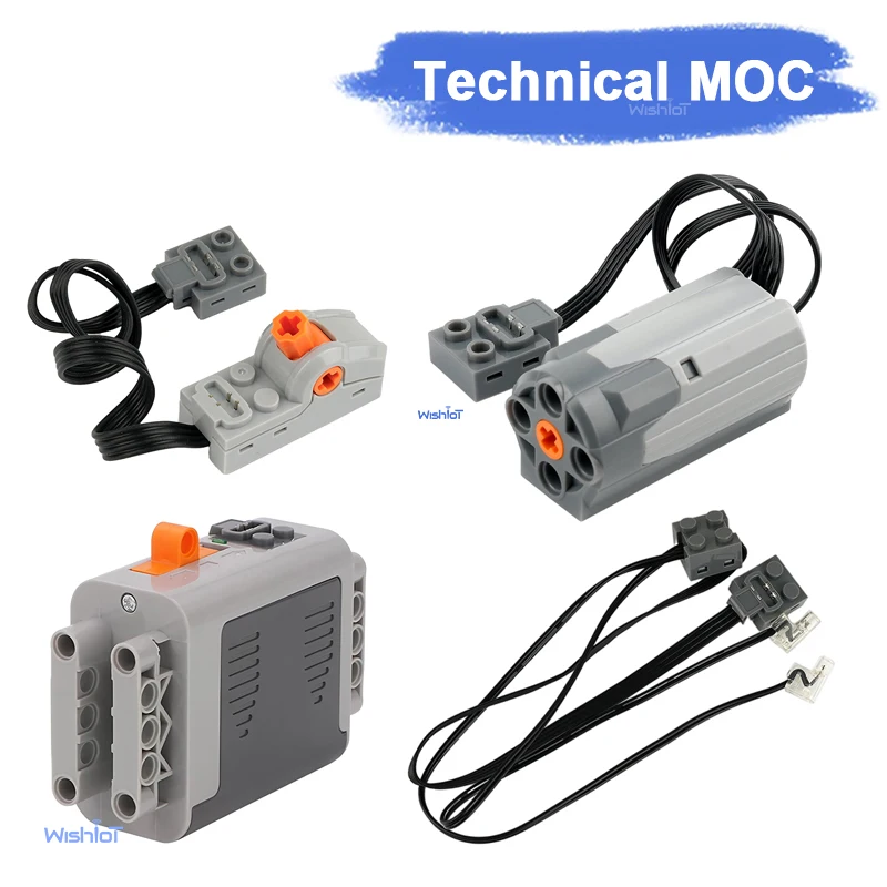 MOC M Motor Building Blocks Set High-Tech Part Battery Box Infrared Remote Control Light Strip Switch M Motor PF Bricks DIY Toy
