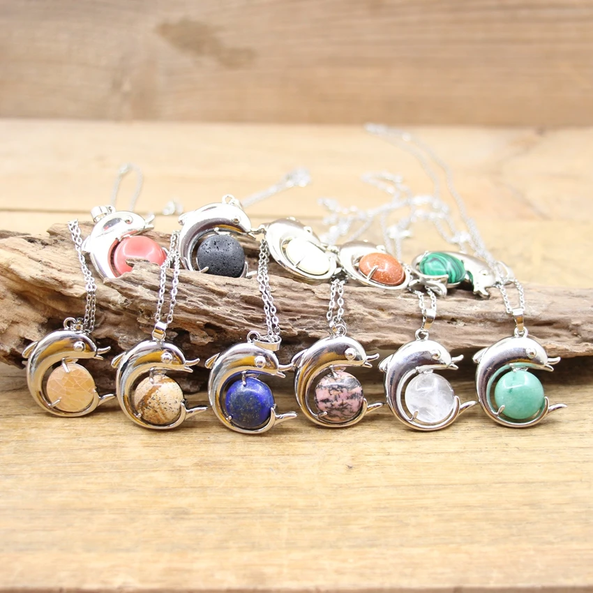 Healing Crystal Dolphin Necklaces,Natural Stone Rose Quartzs Lapis Amethysts Obsidian Cabochon Pendant Women Boho Jewelry,QC3247
Healing Crystal Dolphin Necklaces,Natural Stone Rose Quartzs Lapis Amethysts Obsidian Cabochon Pendant Women Boho Jewelry,QC3247
