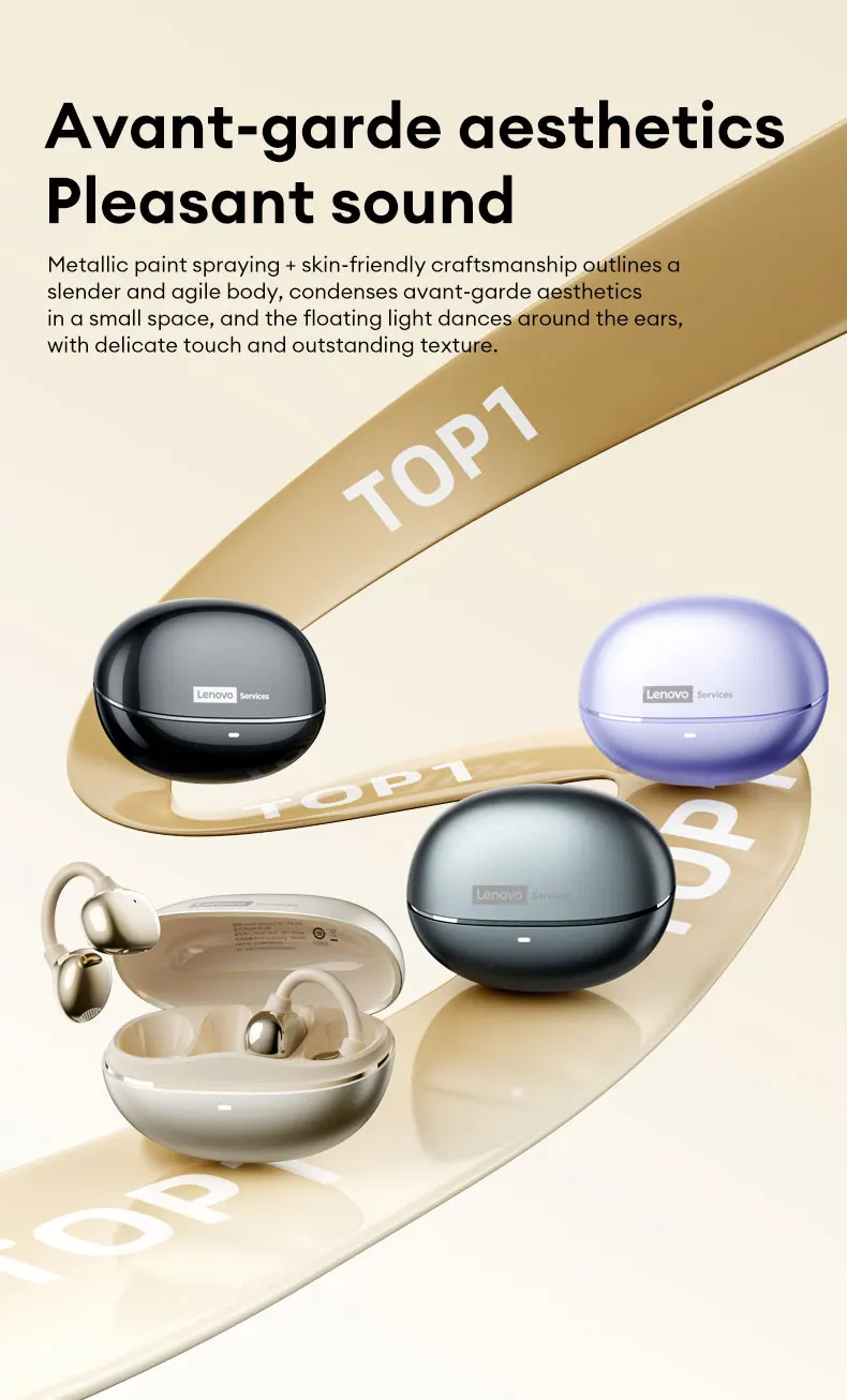 S1810b06c8bc448e2885806d08519accaM Lenovo RS106 OWS Ear Clip Bluetooth 6.0 Earphones Stereo Sound Sports Music Wireless Headphones Low Latency HD Call Earbuds New