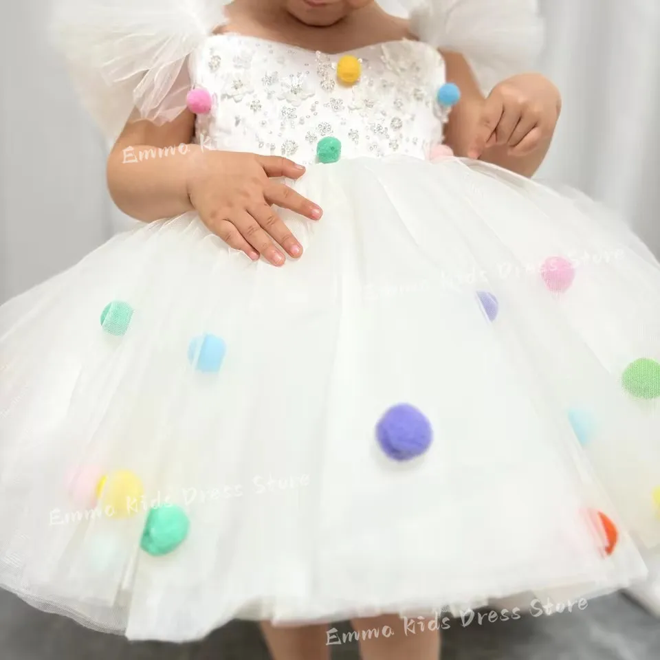 DROIS Elegant White Tulle Flower Girl Dress Lace Puffy Sleeve Knee Length for Princess Wedding Birthday Party Ball Gown J032
DROIS Elegant White Tulle Flower Girl Dress Lace Puffy Sleeve Knee Length for Princess Wedding Birthday Party Ball Gown J032