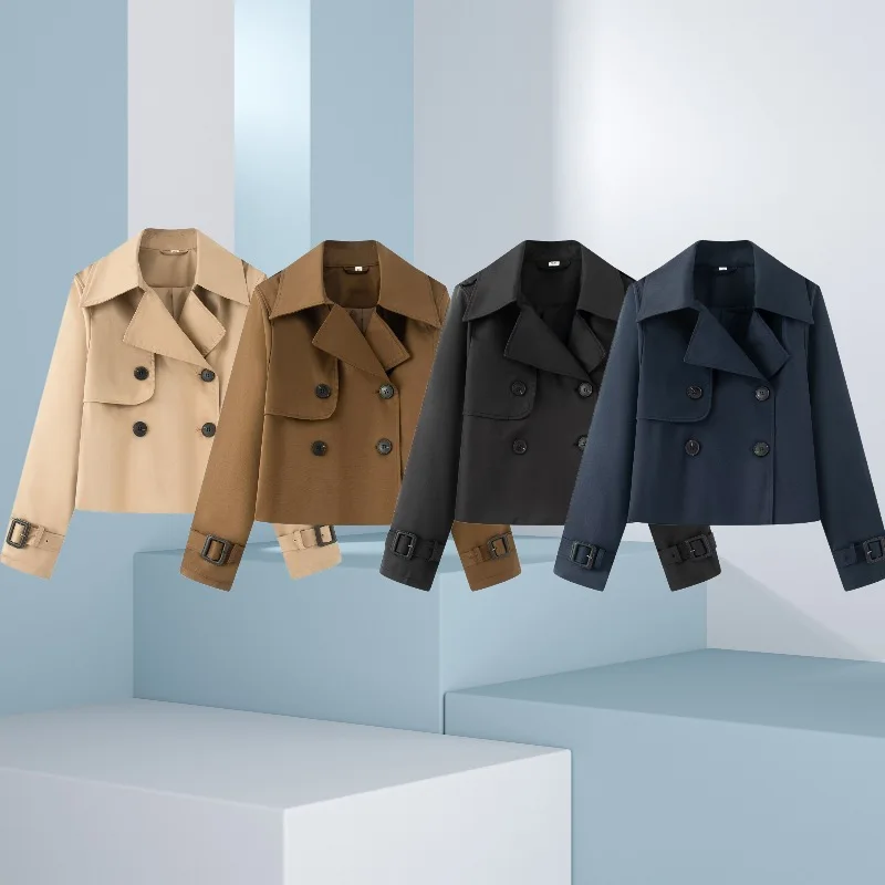 2025 Autumn New Women Short Trench Coat Khaki Dark Brown Black Navy Blue Multi Color Options Temperament Casual
2025 Autumn New Women Short Trench Coat Khaki Dark Brown Black Navy Blue Multi Color Options Temperament Casual