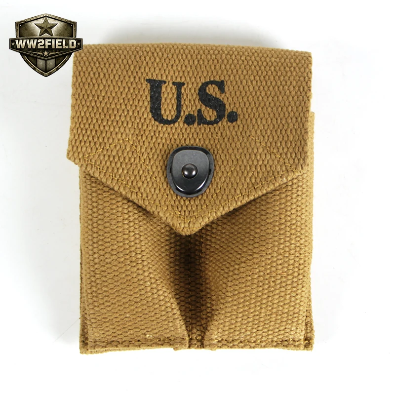 WW2 U.S. 1911 Dual Magazine Pouch - Khaki Cotton Webbing Military Collector's Mag Holder B94
WW2 U.S. 1911 Dual Magazine Pouch - Khaki Cotton Webbing Military Collector's Mag Holder B94