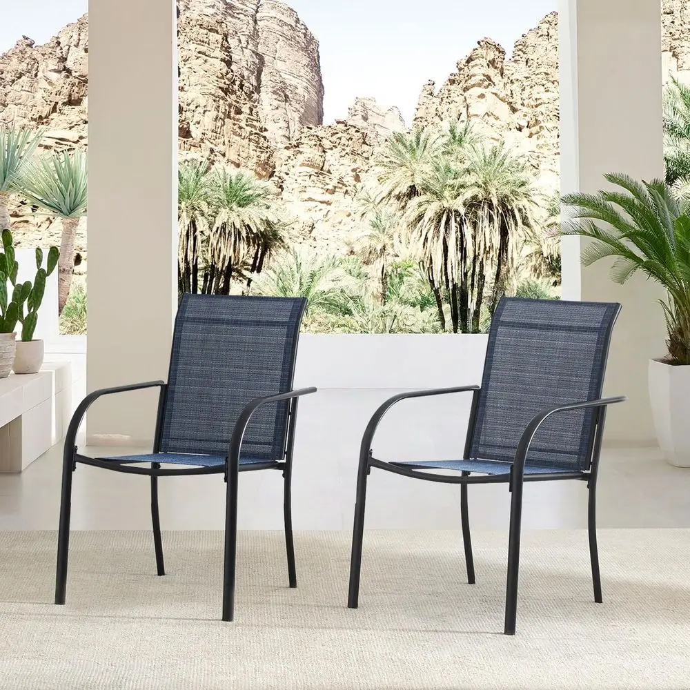 2-Piece Outdoor Stackable Patio Chairs Set with Curved Armrests, Wide Seats, 300 lbs Capacity, Blue
2-Piece Outdoor Stackable Patio Chairs Set with Curved Armrests, Wide Seats, 300 lbs Capacity, Blue