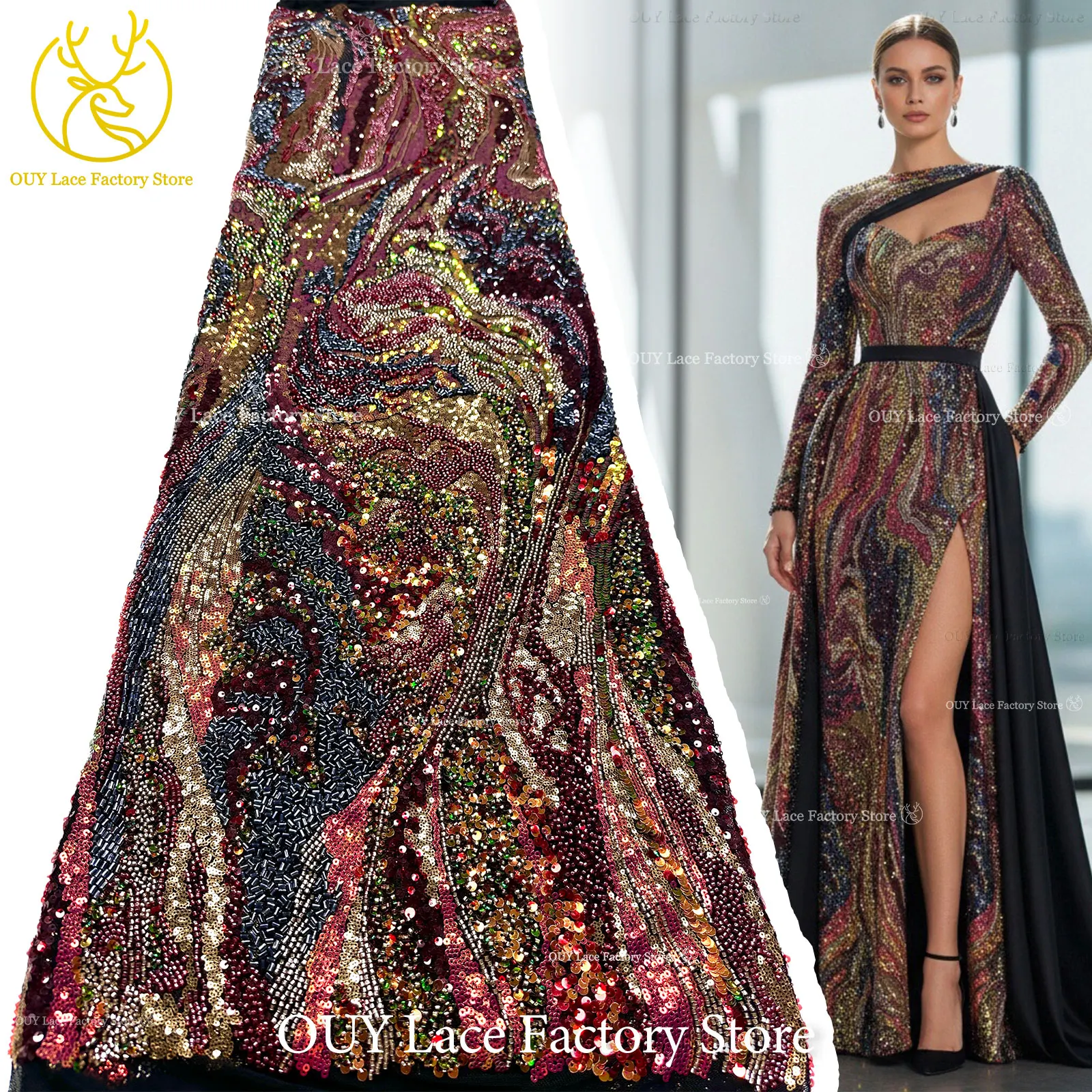 2.5 Yards Heavy Full Beaded Lace Nigerian Sequins Embroidery Tulle Lace High Quality African Lace Fabric For High-End Dress
2.5 Yards Heavy Full Beaded Lace Nigerian Sequins Embroidery Tulle Lace High Quality African Lace Fabric For High-End Dress