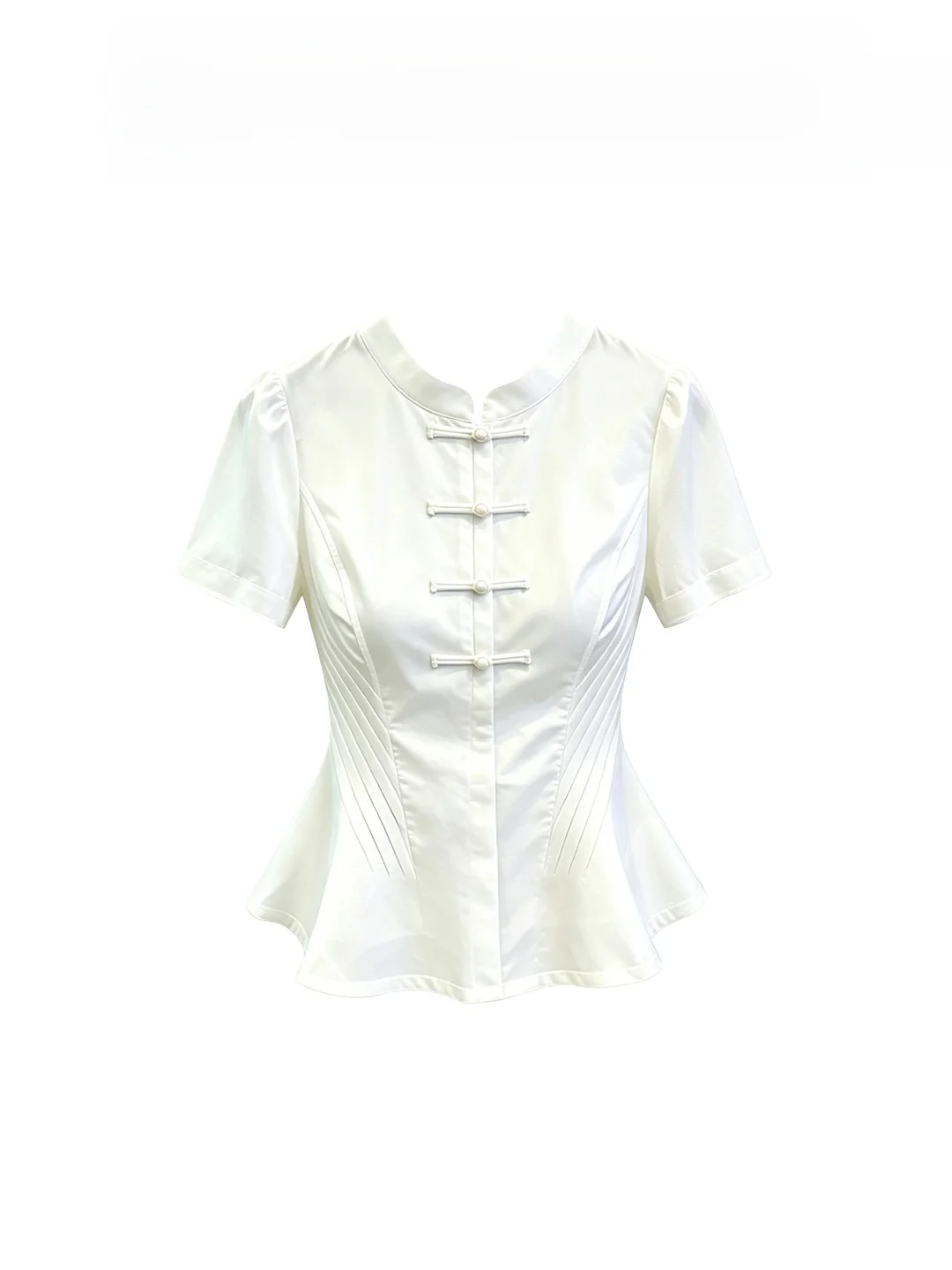 Elegant White Slimming Shirt Stand Collar Short Sleeve Women's Commute Design Button up Waist Cinched Fashionable Top
Elegant White Slimming Shirt Stand Collar Short Sleeve Women's Commute Design Button up Waist Cinched Fashionable Top